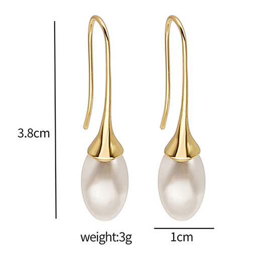 Golden Copper Pearl Teardrop Design Earrings | picture 