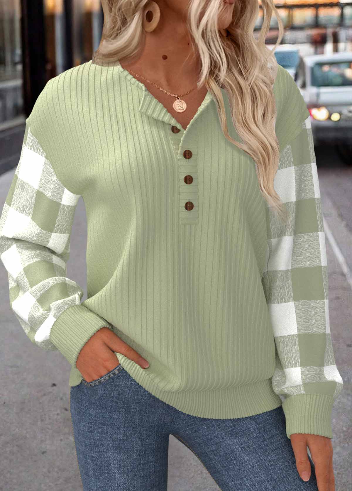 Green Plaid Tartan Women's Sweatshirt