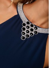 Embellished Neck Asymmetric Hem Chiffon Overlay Dress | thumb picture 