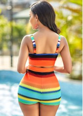 High Waist Colorful Striped Spaghetti Strap Bikini Set | thumb picture 