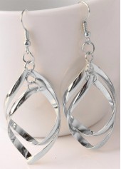 Twist Rhombus Design Silver Metal Earrings | thumb picture 