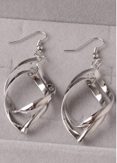 Twist Rhombus Design Silver Metal Earrings | thumb picture 