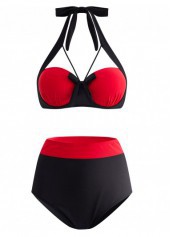 Bowknot High Waisted Color Block Bikini Set | thumb picture 