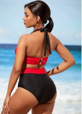 Bowknot High Waisted Color Block Bikini Set | thumb picture 