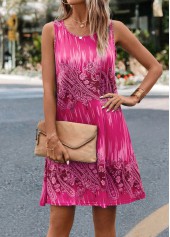 Neon Rose Red Paisley Print Dress | thumb picture 
