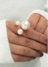 Pearl Design Alloy Detail Gold Ring