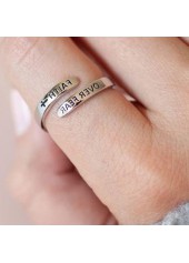 Silvery White Cross Letter Alloy Ring