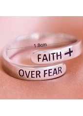 Silvery White Cross Letter Alloy Ring | thumb picture 