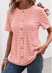 Light Pink Tuck Stitch Short Sleeve T Shirt