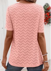 Light Pink Tuck Stitch Short Sleeve T Shirt