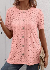 Light Pink Tuck Stitch Short Sleeve T Shirt