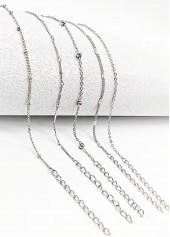Silvery White Copper Beaded Anklets Set | thumb picture 