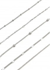 Silvery White Copper Beaded Anklets Set | thumb picture 