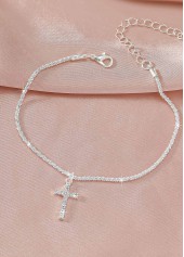 Silvery White Cross Alloy Rhinestone Anklet | thumb picture 