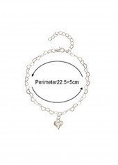 Silvery White Geometric Heart Alloy Anklet | thumb picture 