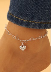 Silvery White Geometric Heart Alloy Anklet