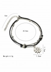 Black Alloy Layered Design Beaded Anklet | thumb picture 