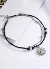 Black Alloy Layered Design Beaded Anklet | thumb picture 
