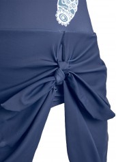 Bowknot Paisley Print Dusty Blue One Piece Swimdress | thumb picture 