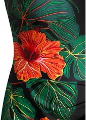 Tie Floral Print Black One Piece Swimdress | thumb picture 