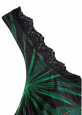 Tie Floral Print Black One Piece Swimdress | thumb picture 