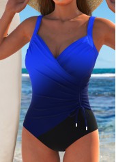 Drawstring Ombre Royal Blue One Piece Swimwear | thumb picture 