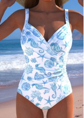 Surplice Marine Life Print White One Piece Swimwear