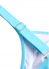 Drawstring Tropical Plants Print Cyan One Piece Swimwear | thumb picture 