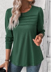 Green Long Sleeve Round Neck T Shirt | thumb picture 