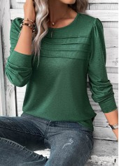Green Long Sleeve Round Neck T Shirt | thumb picture 