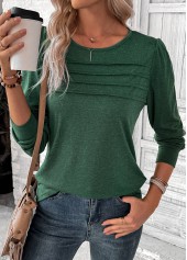 Green Long Sleeve Round Neck T Shirt | thumb picture 