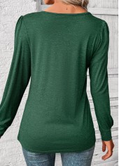 Green Long Sleeve Round Neck T Shirt | thumb picture 