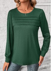 Green Long Sleeve Round Neck T Shirt | thumb picture 