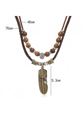 Dark Coffee Feather Beaded Alloy Necklace | thumb picture 