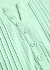 Light Green Patchwork Long Sleeve Split Neck T Shirt | thumb picture 