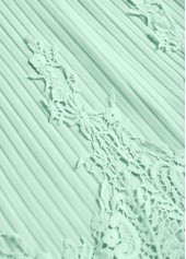 Light Green Patchwork Long Sleeve Split Neck T Shirt | thumb picture 