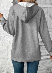 Grey Embroidery Jacquard Long Sleeve Hoodie | thumb picture 