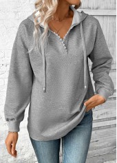Grey Embroidery Jacquard Long Sleeve Hoodie | thumb picture 