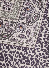 Light Camel Button Leopard Long Sleeve T Shirt