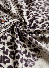 Light Camel Button Leopard Long Sleeve T Shirt