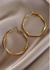 Golden Round Shape Design Alloy Earrings