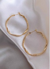Golden Round Shape Design Alloy Earrings | thumb picture 