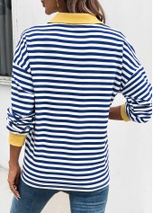 Navy Patchwork Striped Long Sleeve T Shirt | thumb picture 