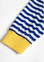 Navy Patchwork Striped Long Sleeve T Shirt | thumb picture 