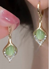 Green Leaf Hollow Design Alloy Detail Earrings