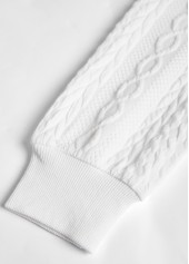 Black Jacquard Long Sleeve Turn Down Collar Sweatshirt | thumb picture 