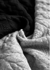 Black Jacquard Long Sleeve Turn Down Collar Sweatshirt | thumb picture 