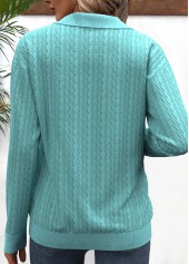 Mint Green Zipper Geometric Print Long Sleeve Sweatshirt | thumb picture 
