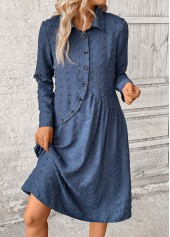 Denim Blue Patchwork A Line Long Sleeve Dress | thumb picture 