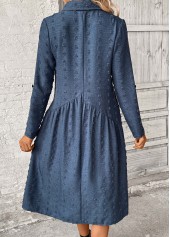 Denim Blue Patchwork A Line Long Sleeve Dress | thumb picture 